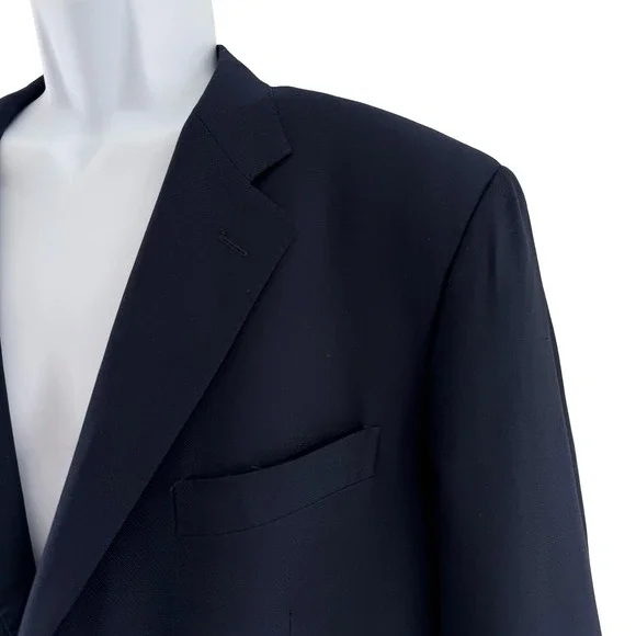 Ermenegildo Zegna Suit Jacket Mens 44 Navy Blue 100% Trofeo Wool 2 Blazer Italy